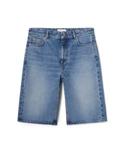 Teurn Studios Boyfriend Fit Denim Shorts Blue Wash
