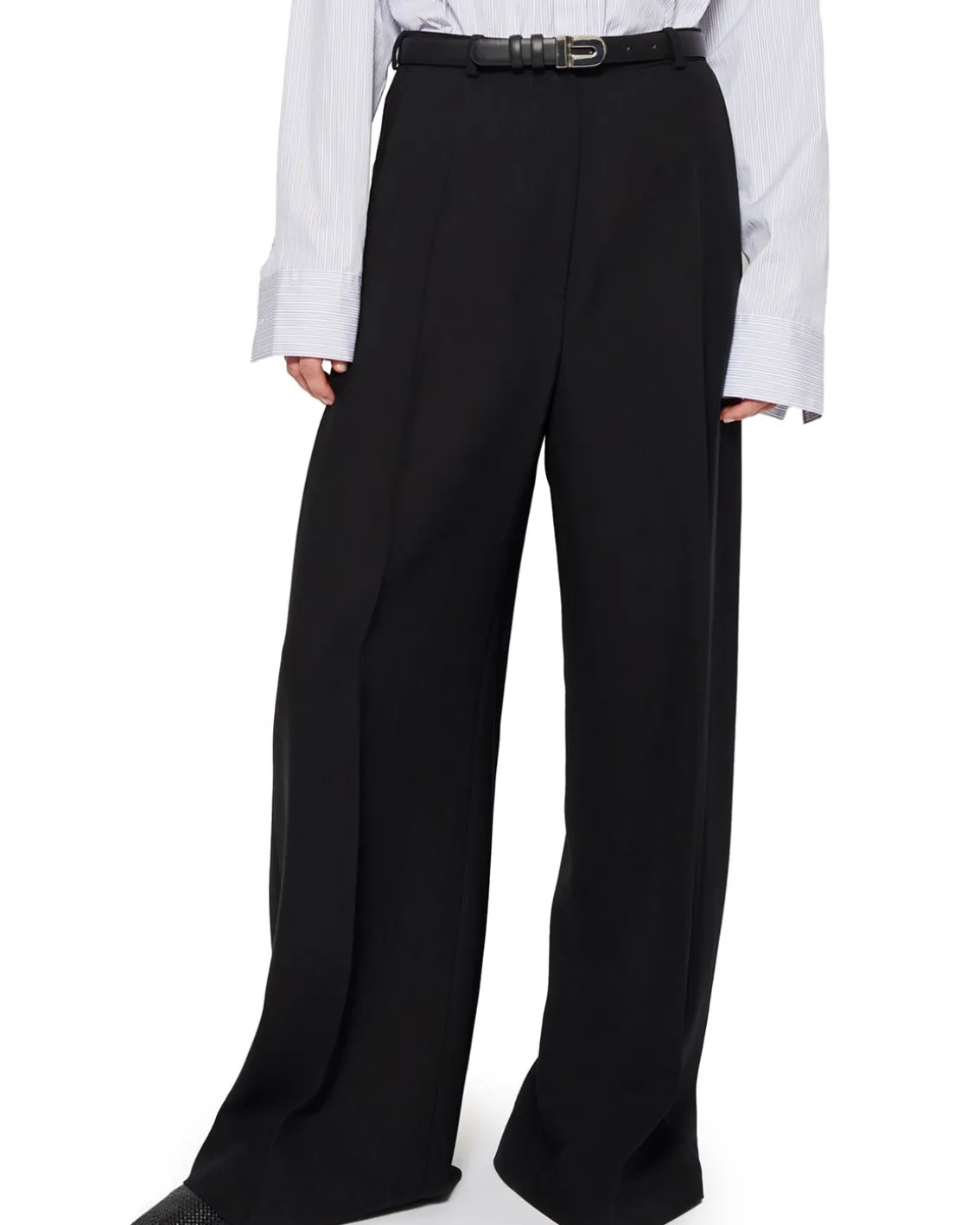 Teurn Studios Flat-Front Tailored Trousers Black
