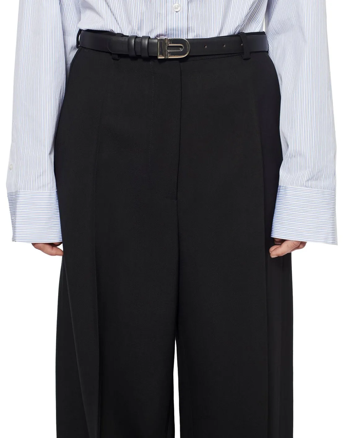 Teurn Studios Flat-Front Tailored Trousers Black