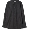 Teurn Studios Pointy Collar Overshirt Grey Pinstripe