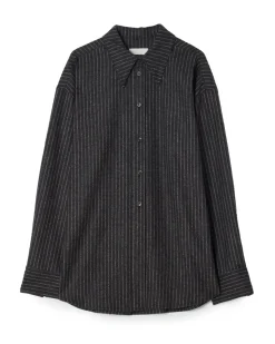 Teurn Studios Pointy Collar Overshirt Grey Pinstripe