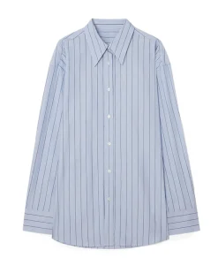 Teurn Studios Pointy Collar Poplin Shirt Blue Pinstripe