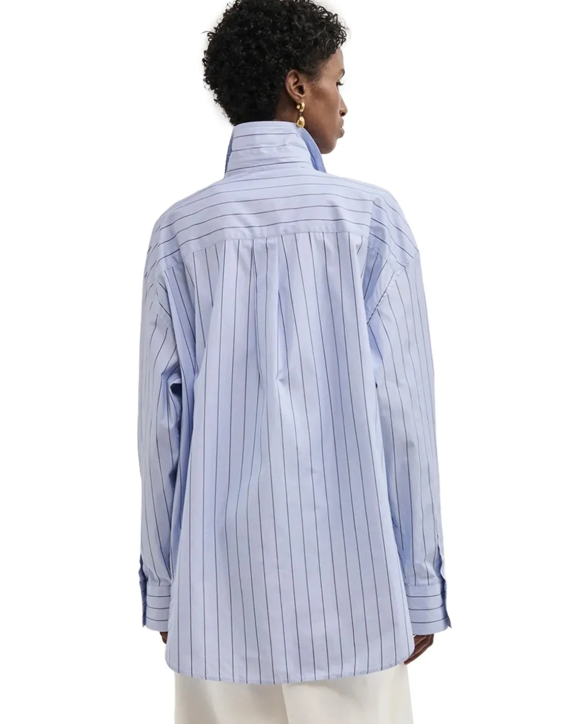 Teurn Studios Pointy Collar Poplin Shirt Blue Pinstripe