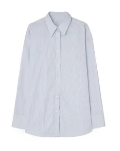 Teurn Studios Relaxed Poplin Shirt Blue Pinstripe