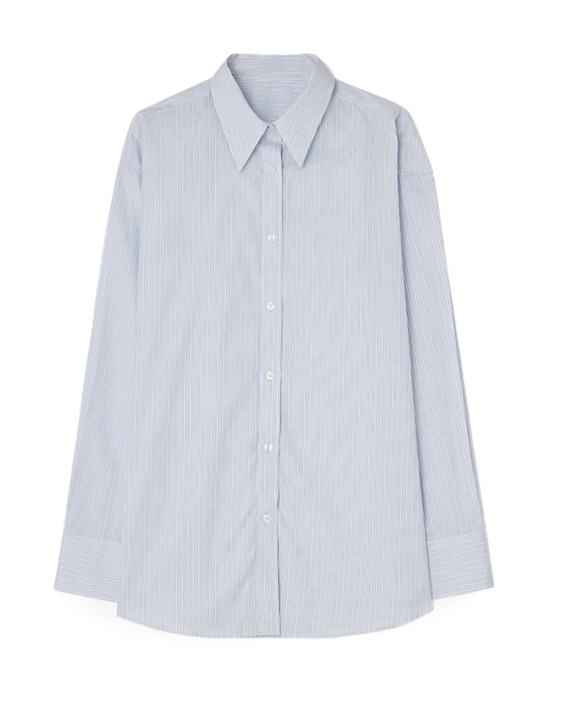 Teurn Studios Relaxed Poplin Shirt Blue Pinstripe
