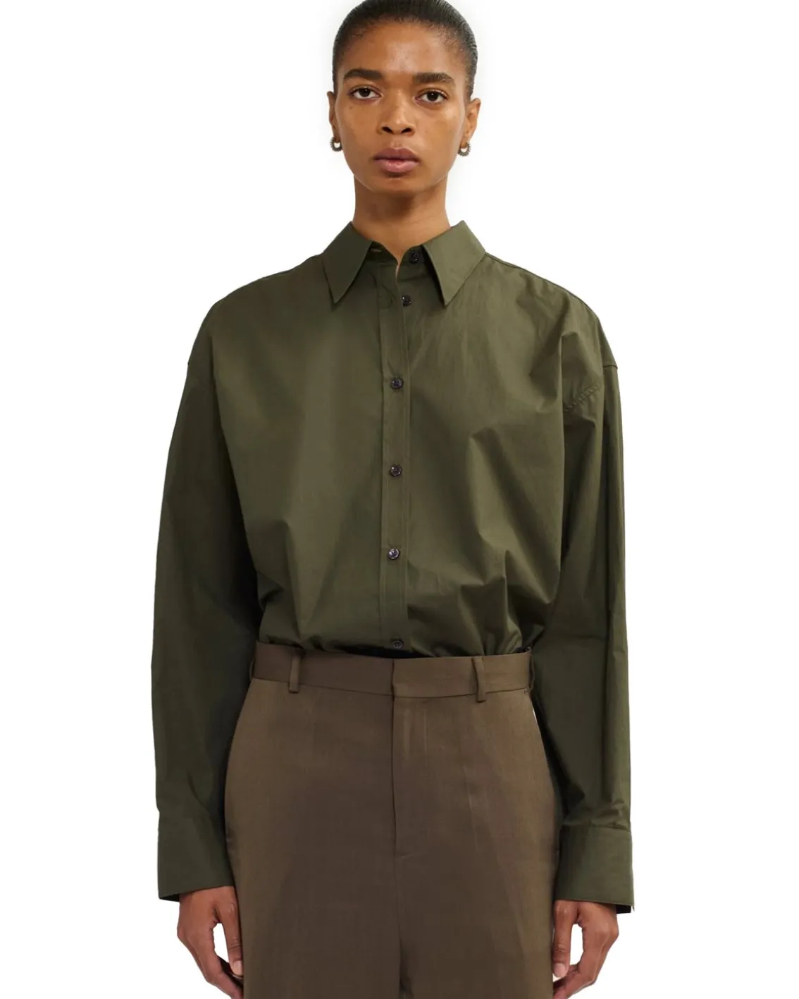 Teurn Studios Relaxed Poplin Shirt Khaki Green