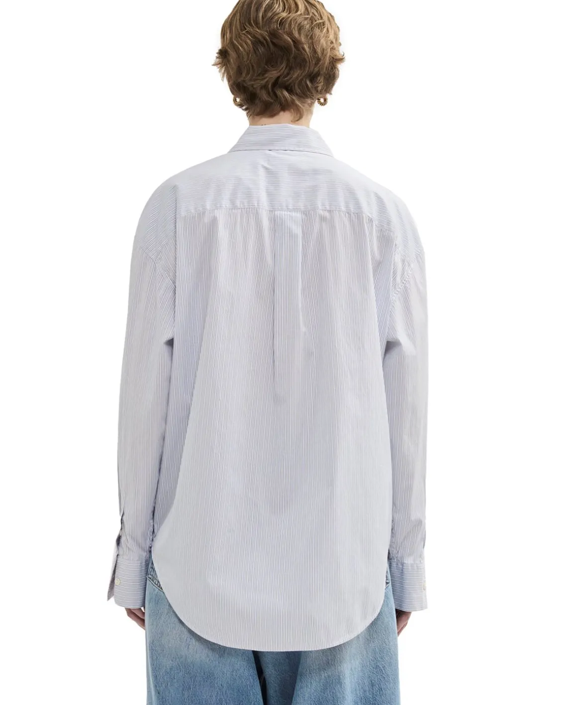 Teurn Studios Relaxed Poplin Shirt Blue Pinstripe