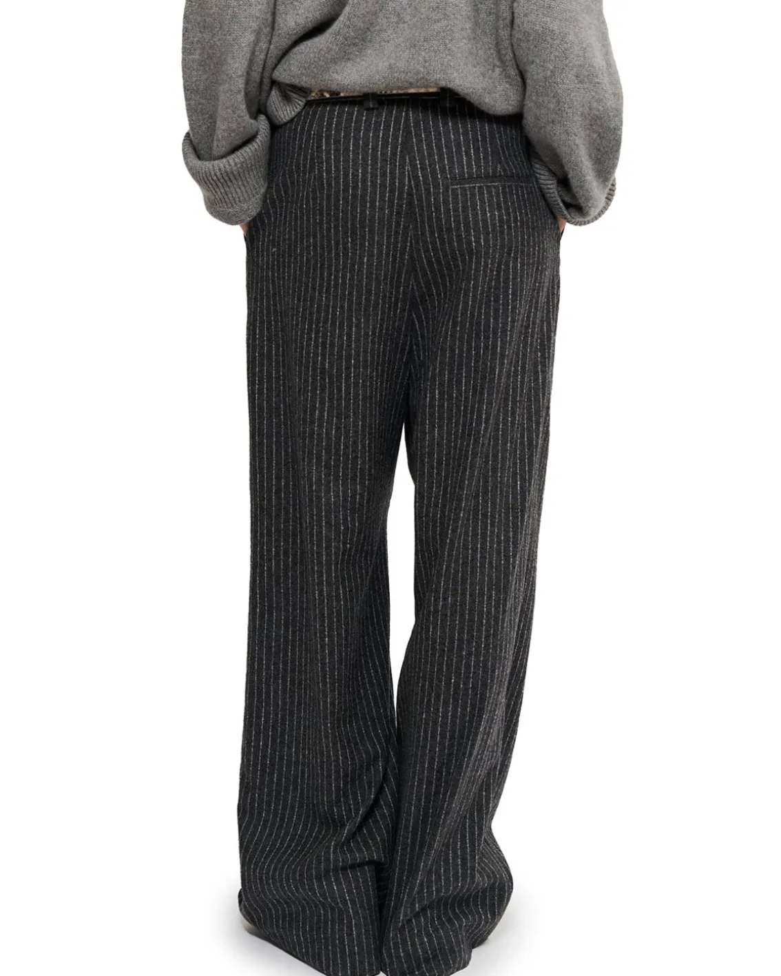 Teurn Studios Relaxed-Fit Pleated Trousers Grey Pinstripe