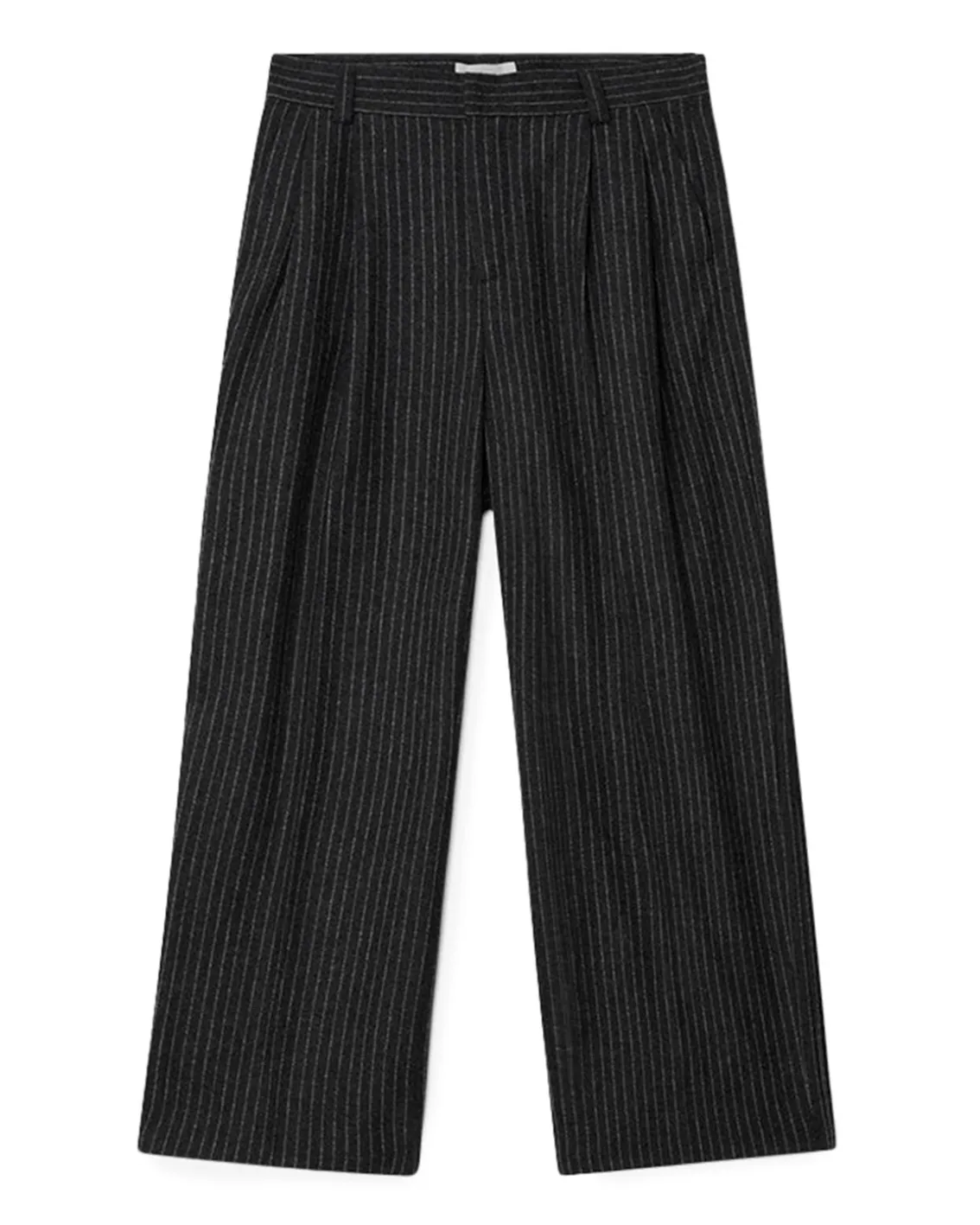 Teurn Studios Relaxed-Fit Pleated Trousers Grey Pinstripe