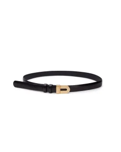 Teurn Studios Signature Monogram Leather Belt Gold Black