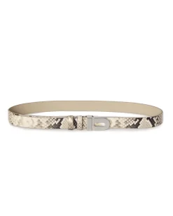 Teurn Studios Signature Monogram Leather Belt Silver Snake