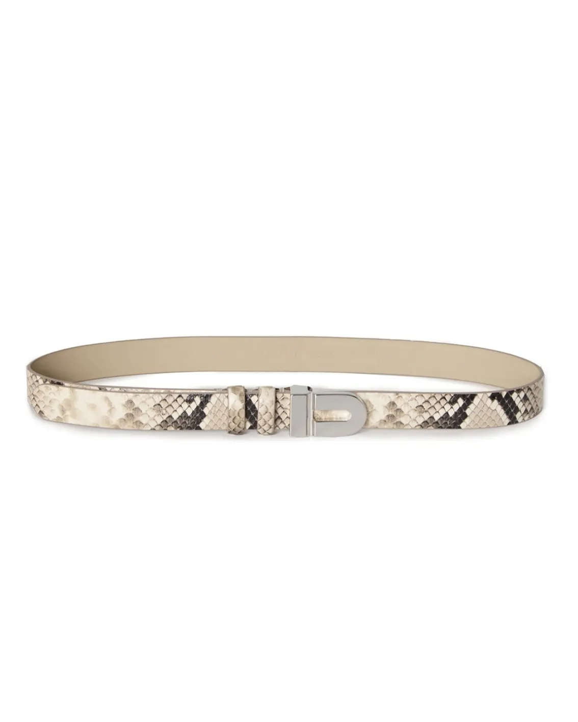Teurn Studios Signature Monogram Leather Belt Silver Snake