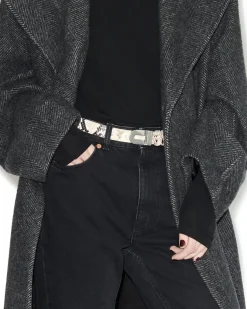 Teurn Studios Signature Monogram Leather Belt Silver Snake