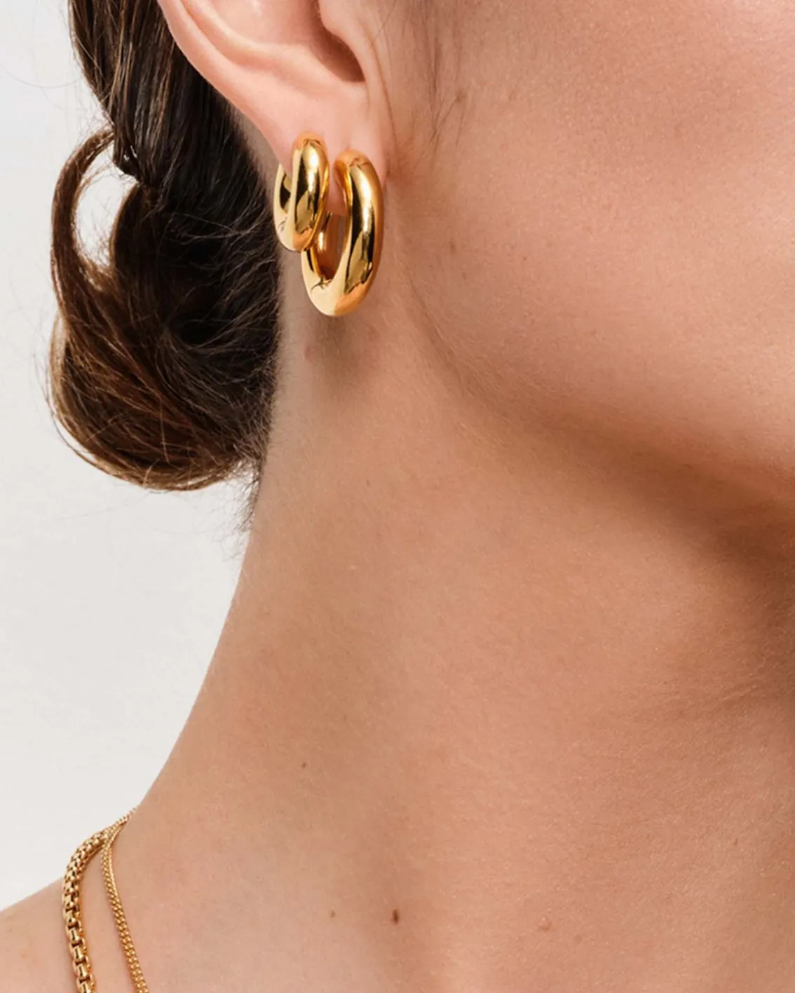 Tom Wood Chunky Hoops Polished Small Gold