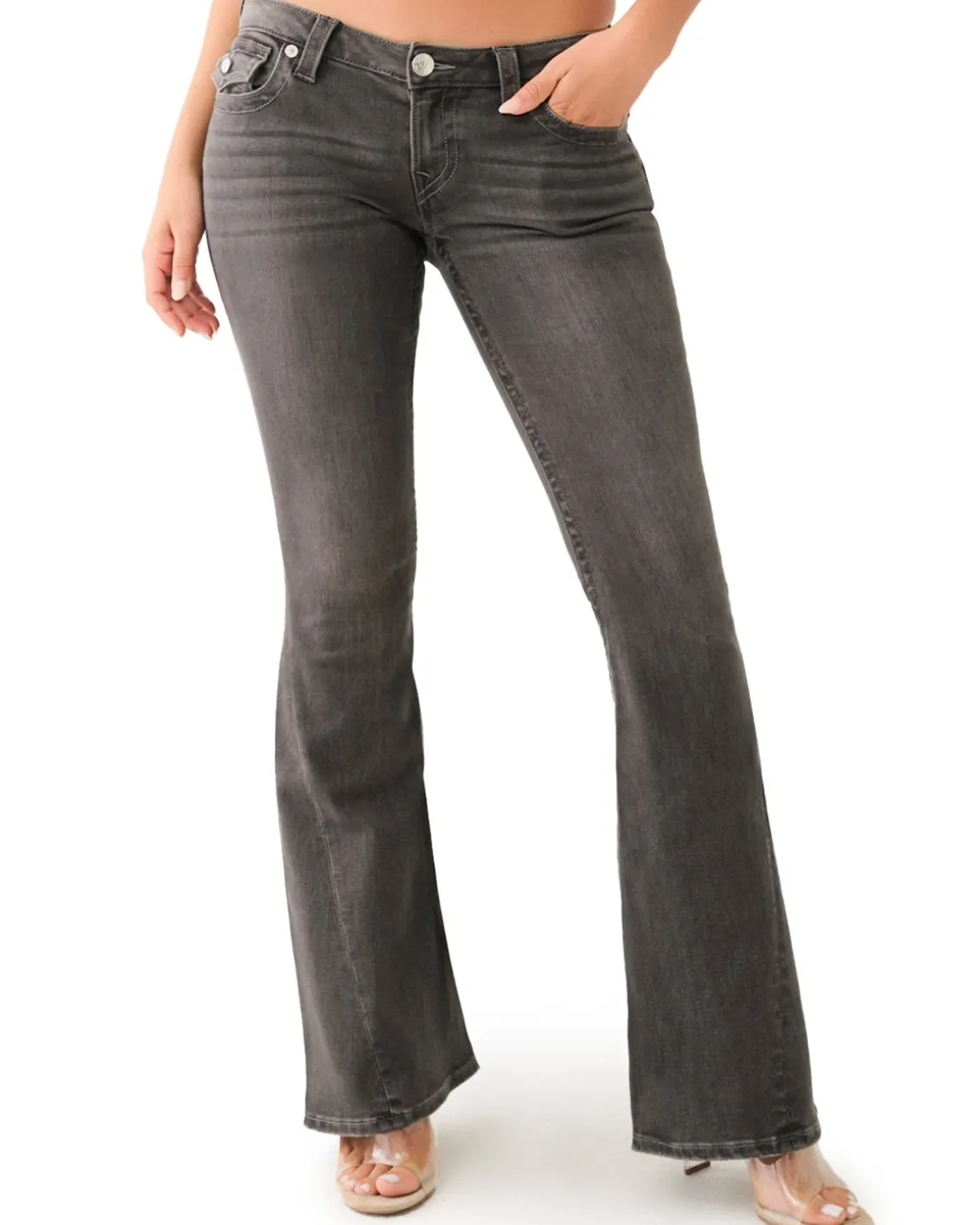 True Religion Joey Low Rise Flare Jeans Charcoal