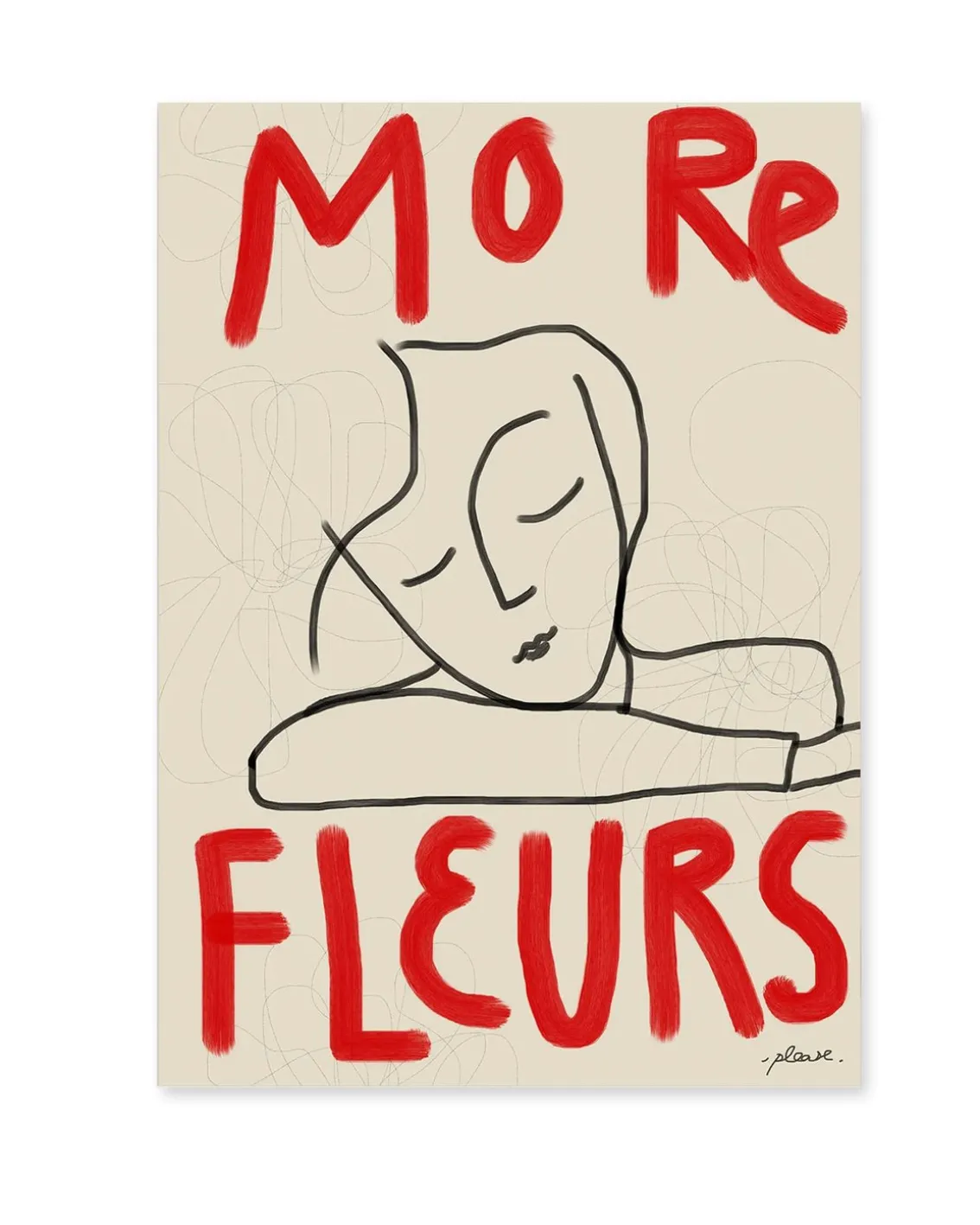 Wall of Art Lisa Wirenfelt More Fleurs Red