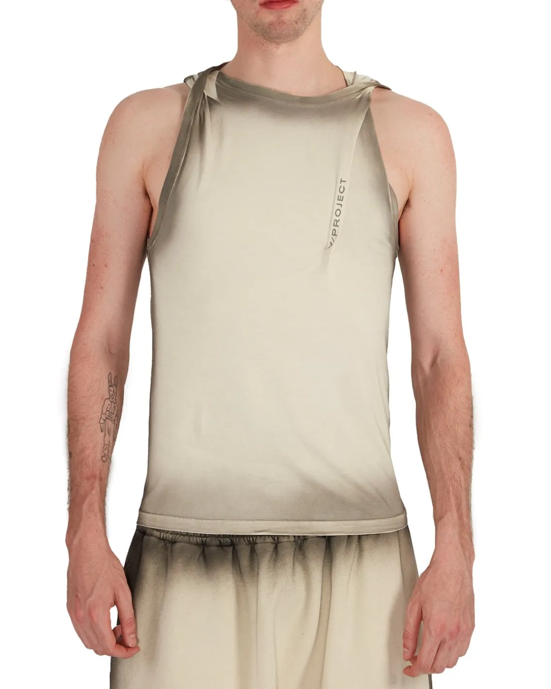 Y/Project Twisted Shoulder Tank Top Beige Spray